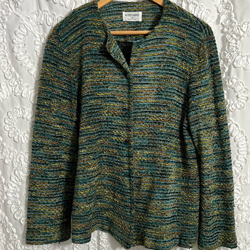 Alfred Dunner Women’s Sz 12 Sweater/Jacket/Cardigan Multi Color Button Textured